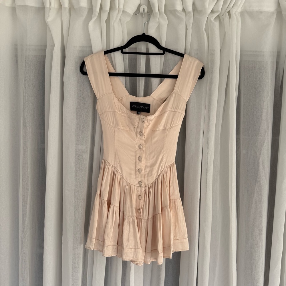 Vanessa Mooney Satin Cream Dress Romper